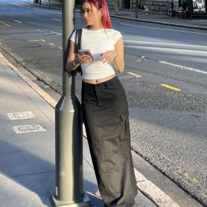 Datura Cargo Midi Skirt Black