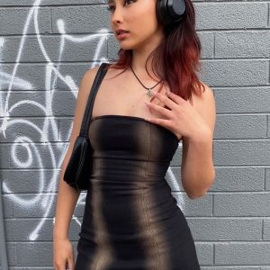 Pre Show Denim Mini Dress Black